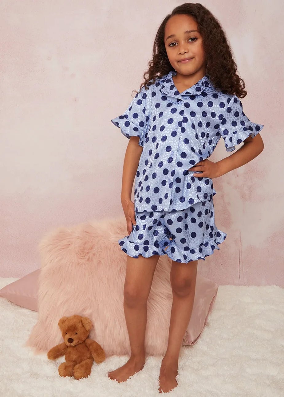 Chi Chi London Blue Girls Spot Print Pyjama Short Set (3-8 Years)