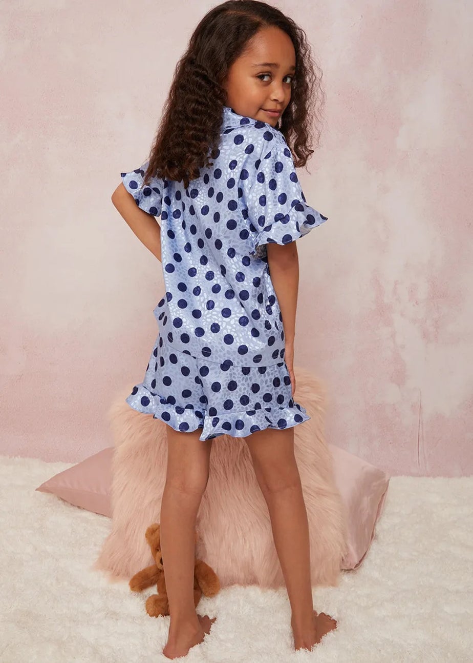 Chi Chi London Blue Girls Spot Print Pyjama Short Set (3-8 Years)
