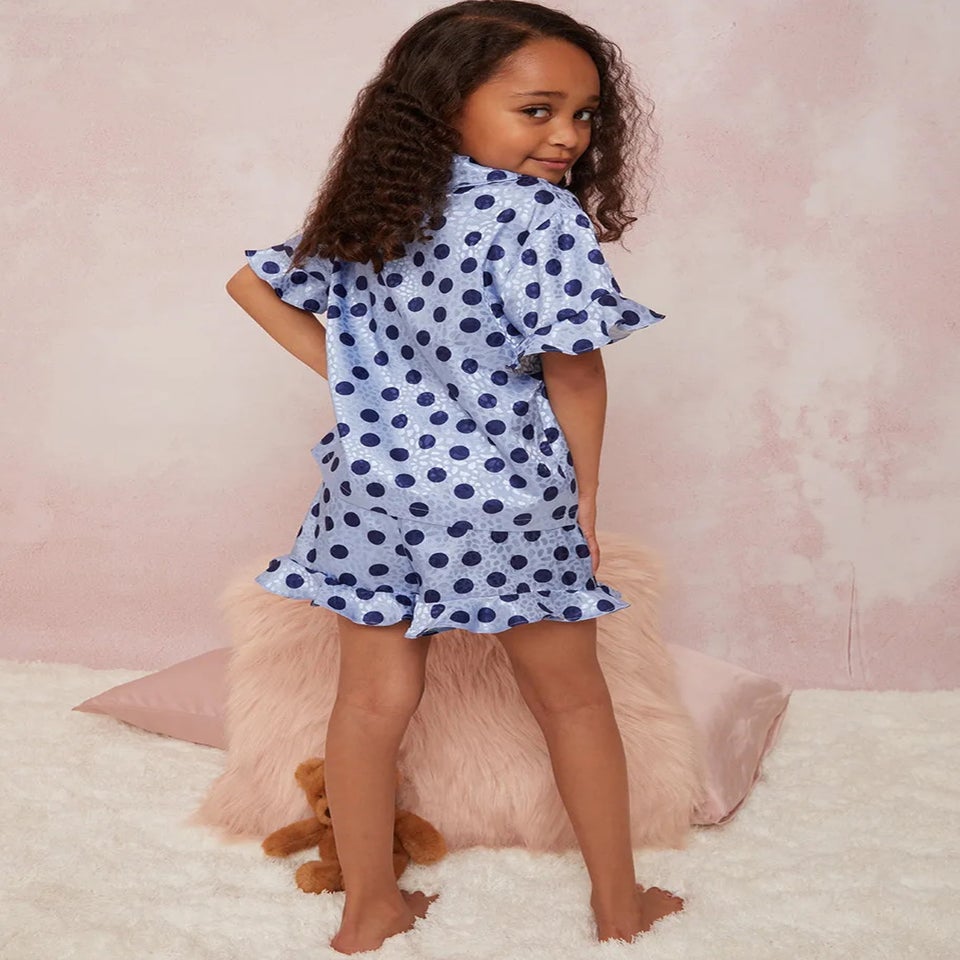 Chi Chi London Blue Girls Spot Print Pyjama Short Set (3-8 Years)