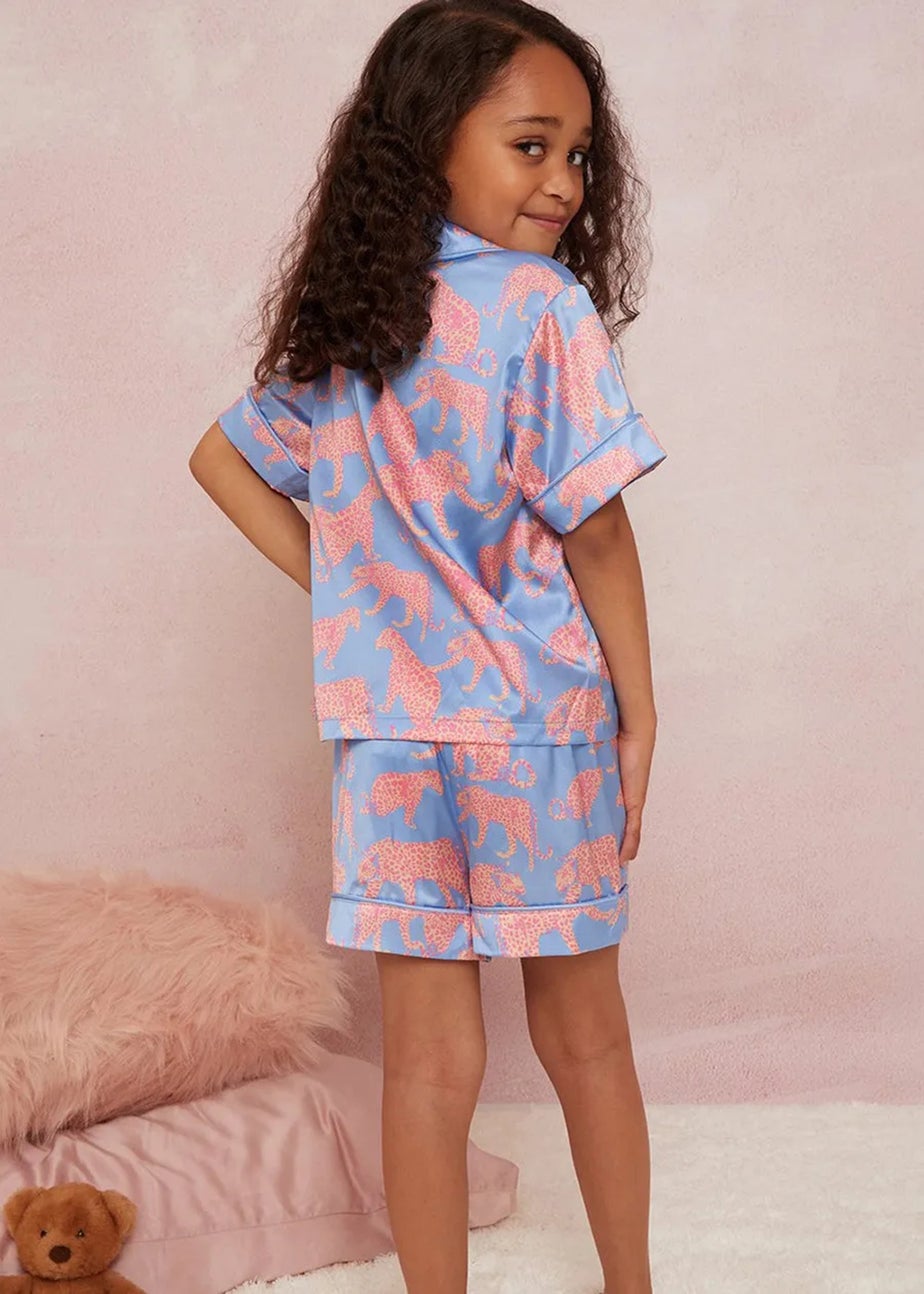 Chi Chi London Blue Girls Animal Print Short PyjamaSet (3-9 Years)