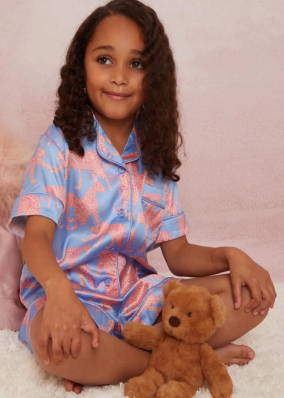 Chi Chi London Blue Girls Animal Print Short PyjamaSet (3-9 Years)