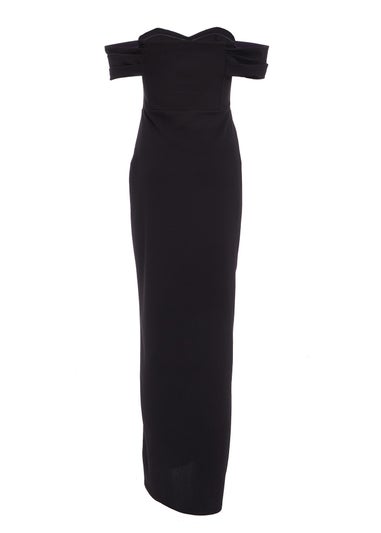 Quiz Black Bardot Wrap Maxi Dress