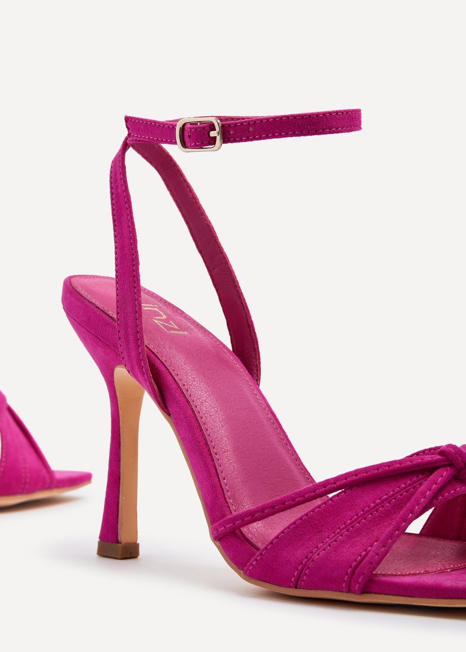 Linzi Nola Fuchsia Faux Suede Square Toe Heeled Sandal