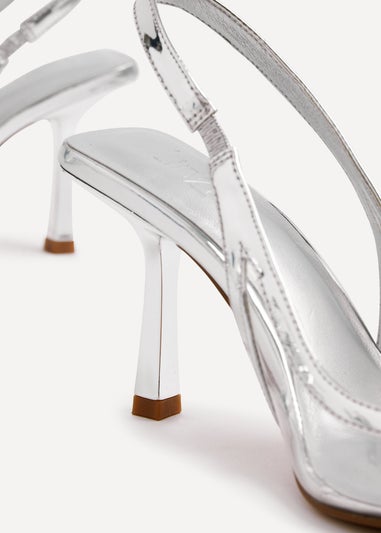 Linzi Shyla Silver Metallic & Perspex Sling Back Court Heel