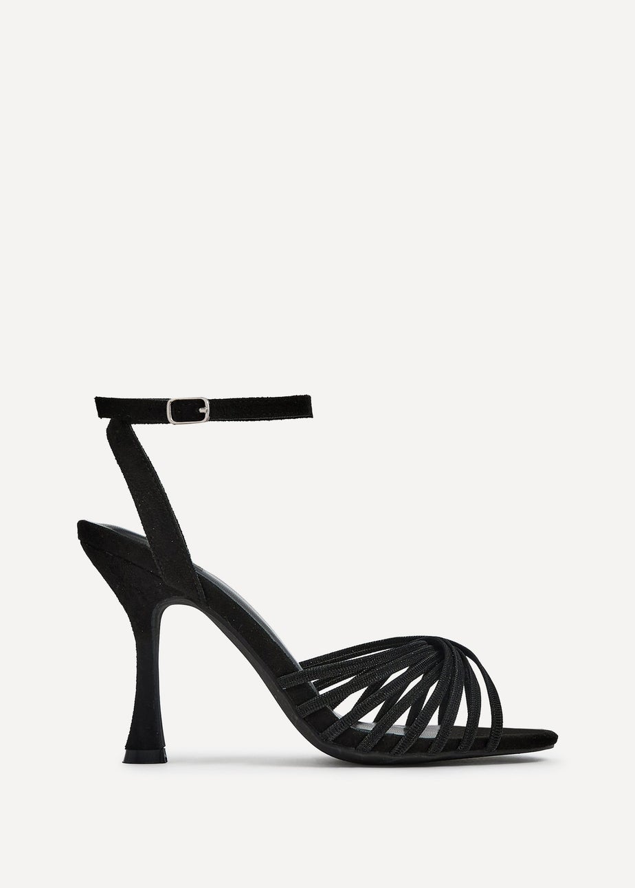 Linzi Fleur Black Faux Suede Heeled Sandal