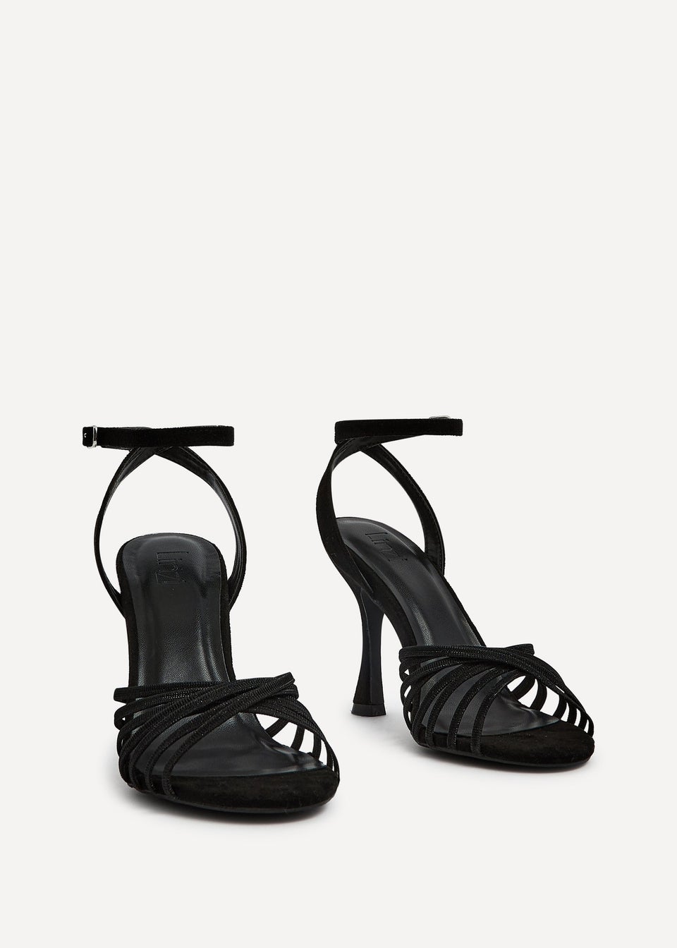 Linzi Fleur Black Faux Suede Heeled Sandal