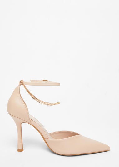 Quiz Natural Faux Leather Court Heels