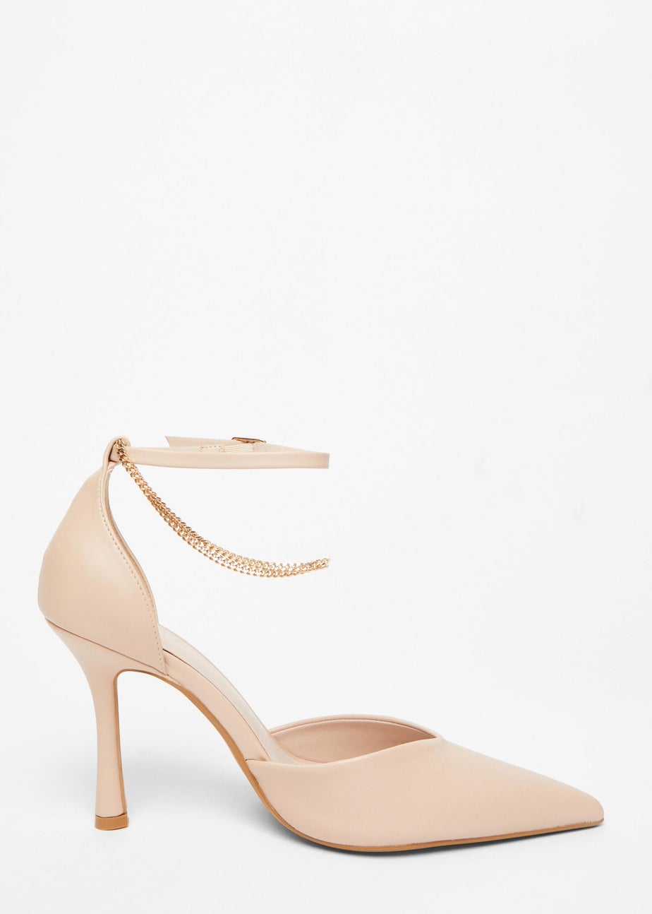 Quiz Natural Faux Leather Court Heels