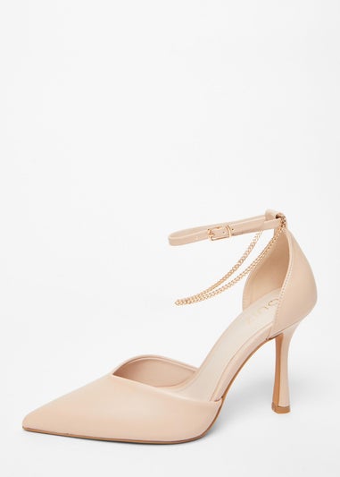 Quiz Natural Faux Leather Court Heels