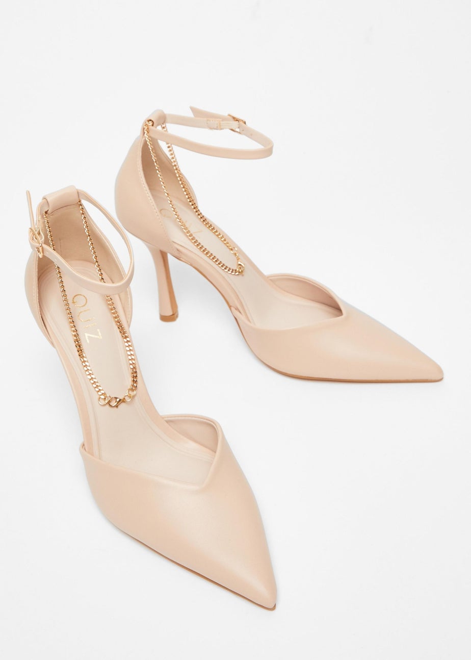 Quiz Natural Faux Leather Court Heels