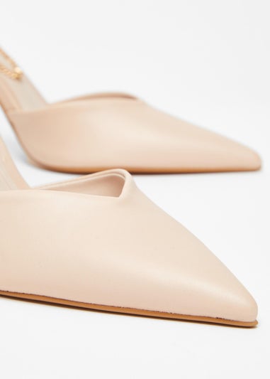Quiz Natural Faux Leather Court Heels