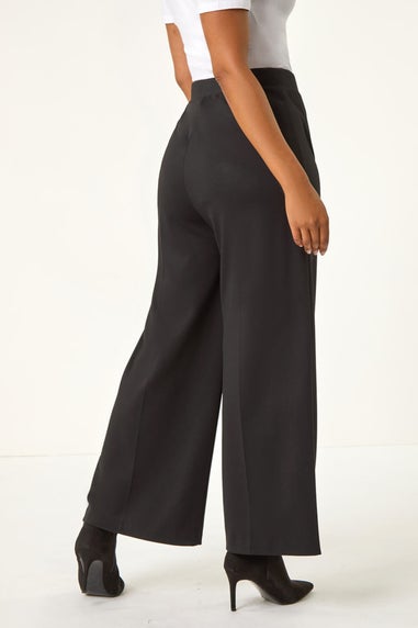 Roman Black Petite Wide Leg Ponte Stretch Trouser