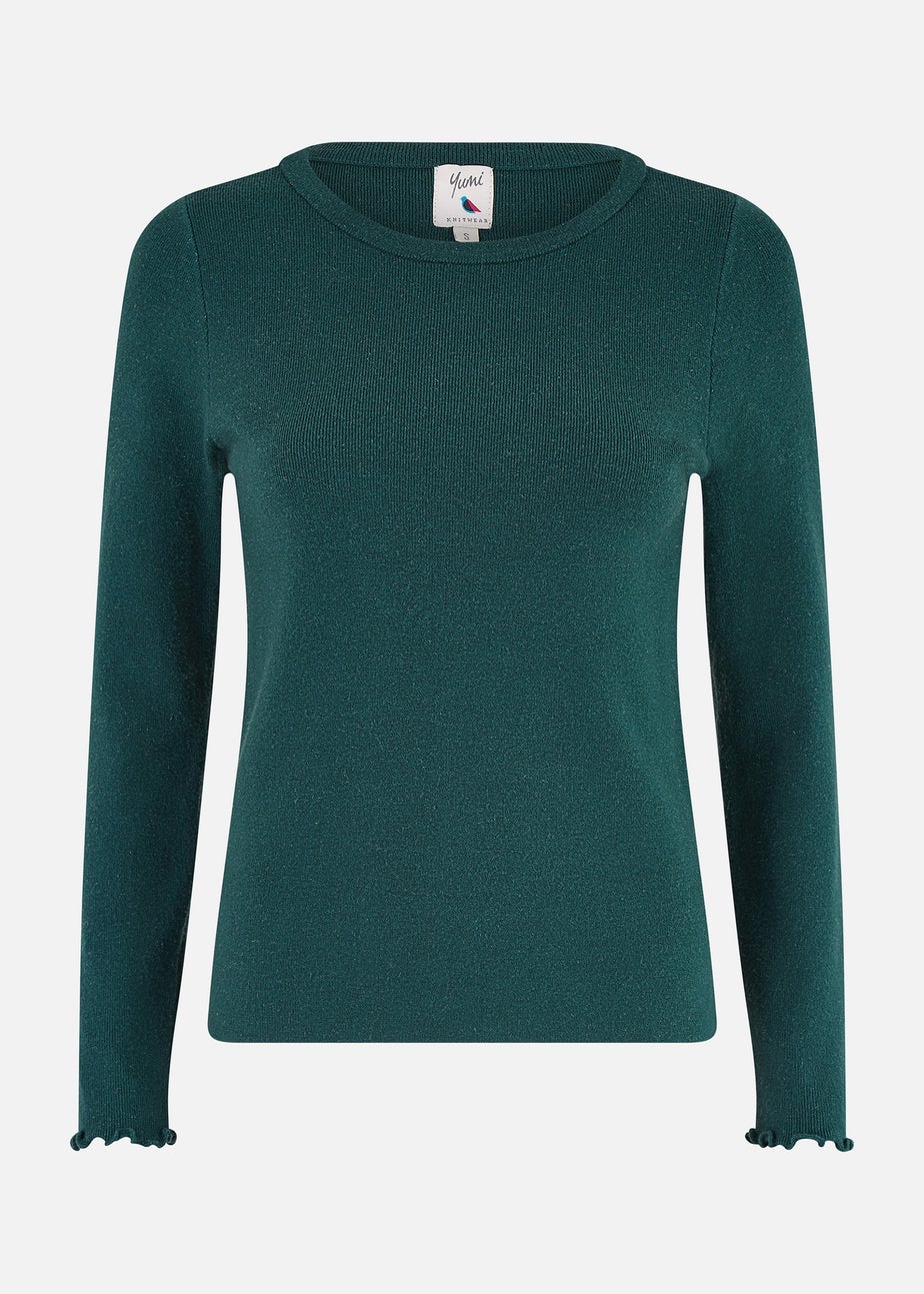 Yumi Green Sparkle Knit Jumper
