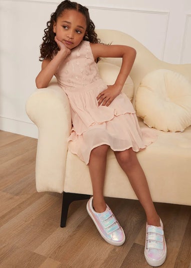 Chi Chi London Champagne Girls Embroidered Tiered Midi Dress (3-8 Years)