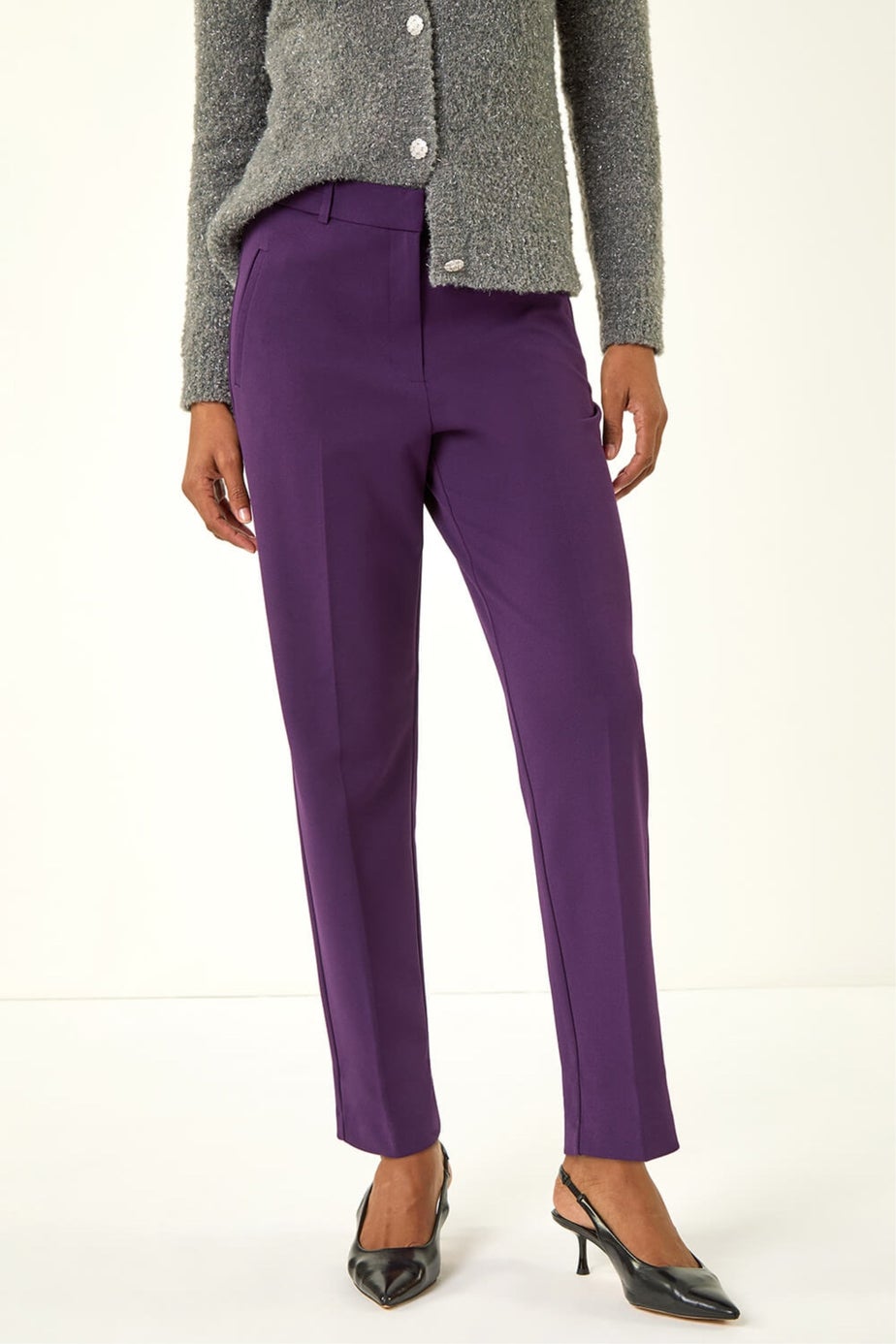 Roman Plum Straight Leg Stretch Trouser
