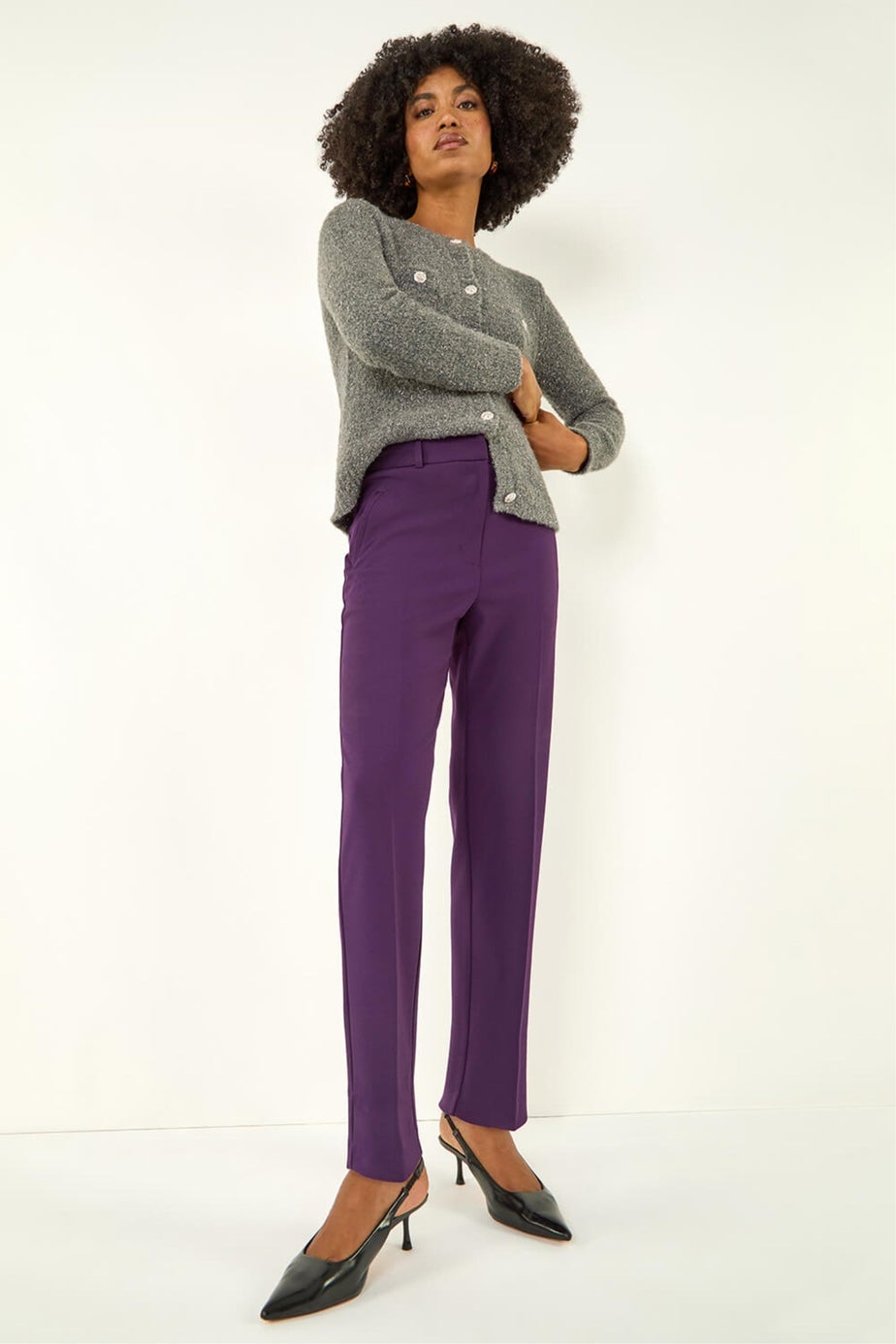 Roman Plum Straight Leg Stretch Trouser