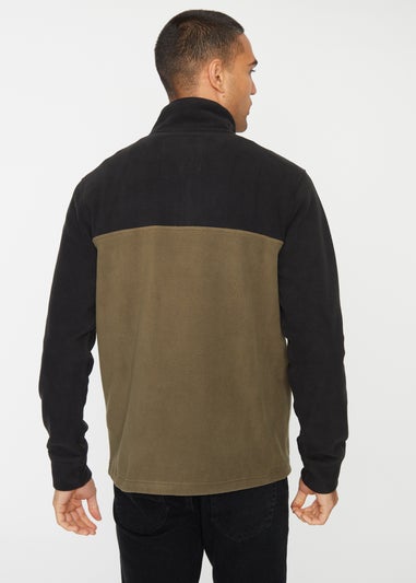 Threadbare Black Two Tone Quarter Zip Fleece Jumper