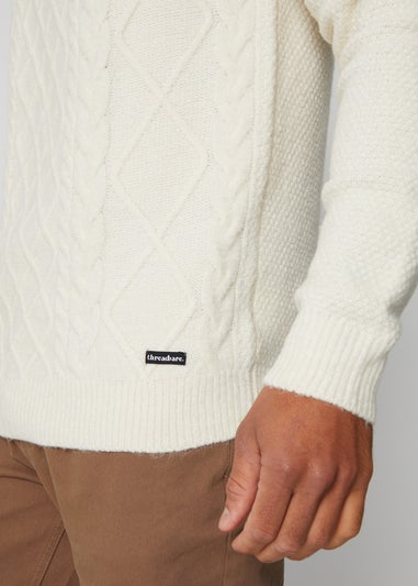 Threadbare Natural Turtle Neck Cable Knit Jumper