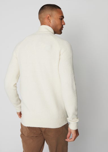 Threadbare Natural Turtle Neck Cable Knit Jumper
