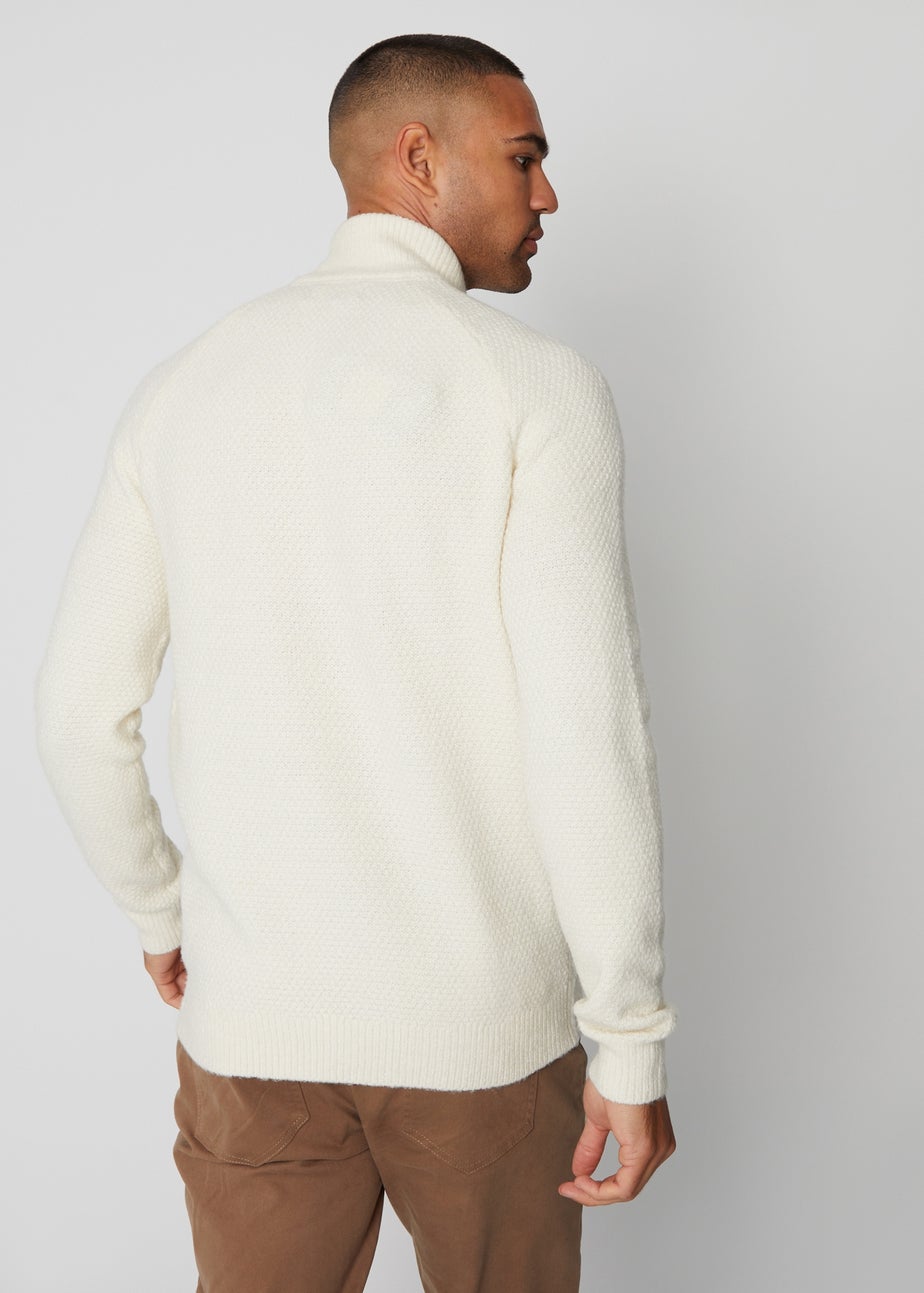 Threadbare Natural Turtle Neck Cable Knit Jumper