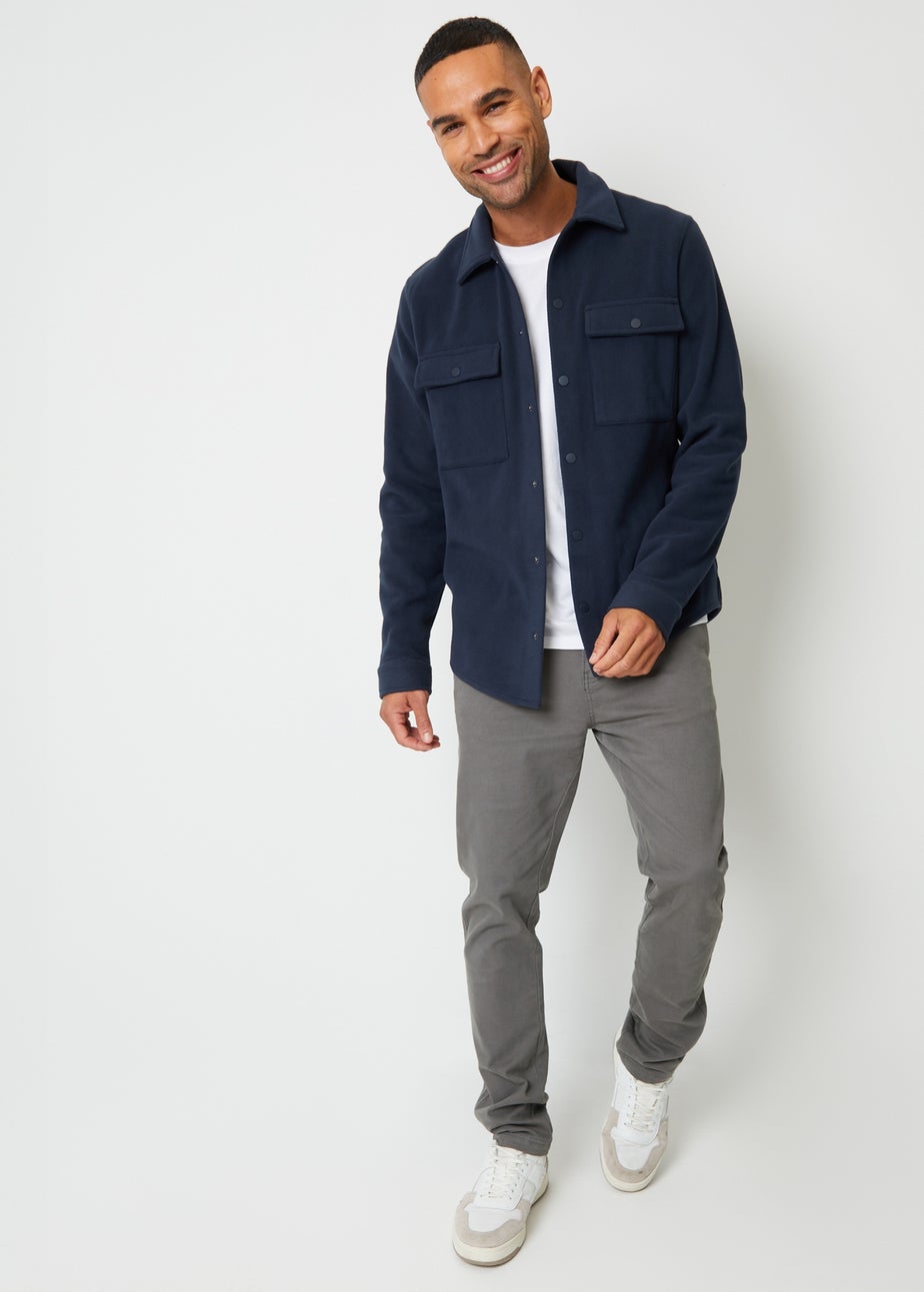 Threadbare Navy Microfleece Shacket