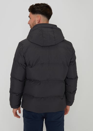 Threadbare Dark Grey Showerproof Hooded Puffer Jacket