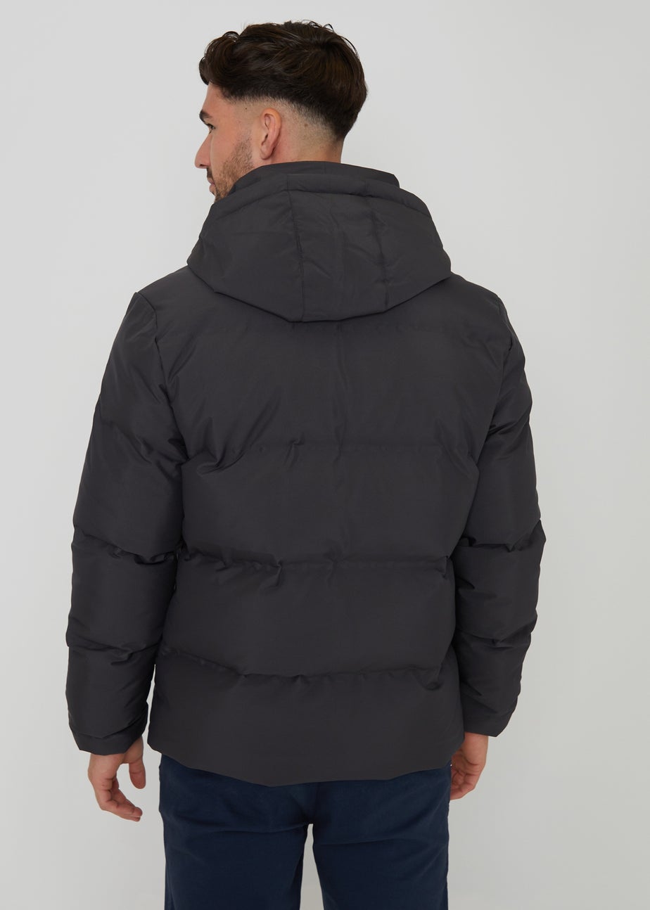 Threadbare Dark Grey Showerproof Hooded Puffer Jacket
