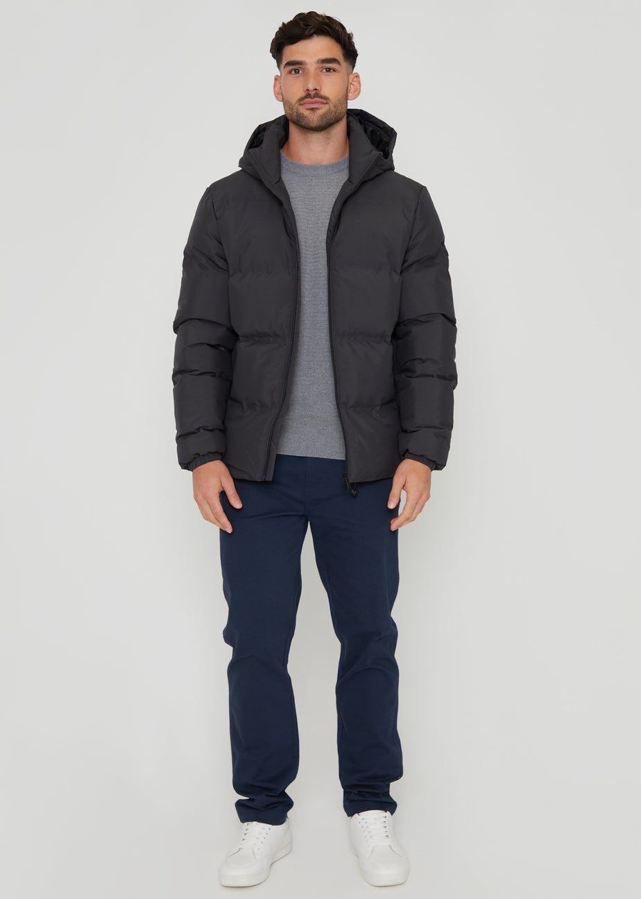 Threadbare Dark Grey Showerproof Hooded Puffer Jacket