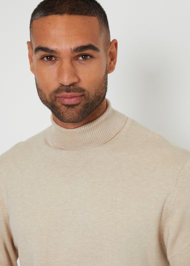 Threadbare Natural Knitted Roll Neck Jumper