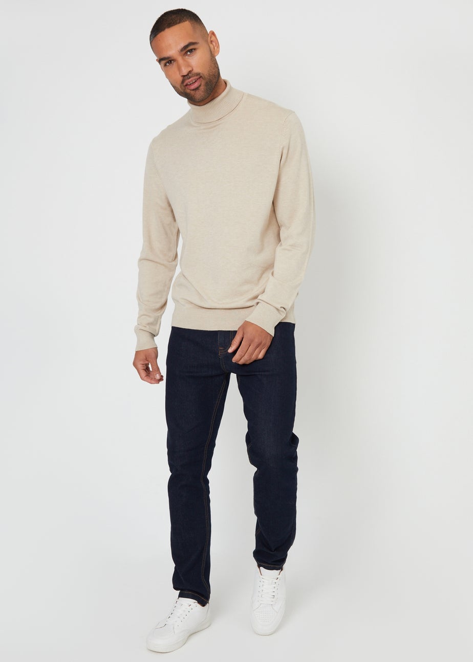 Threadbare Natural Knitted Roll Neck Jumper
