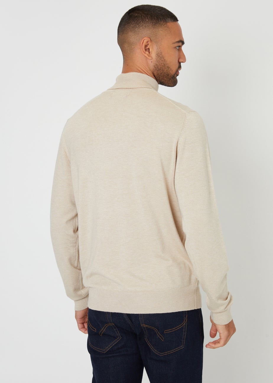 Threadbare Natural Knitted Roll Neck Jumper