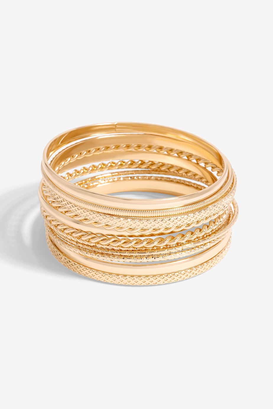 Mood Gold Textured Stacker Bangles (Pack Of 6)