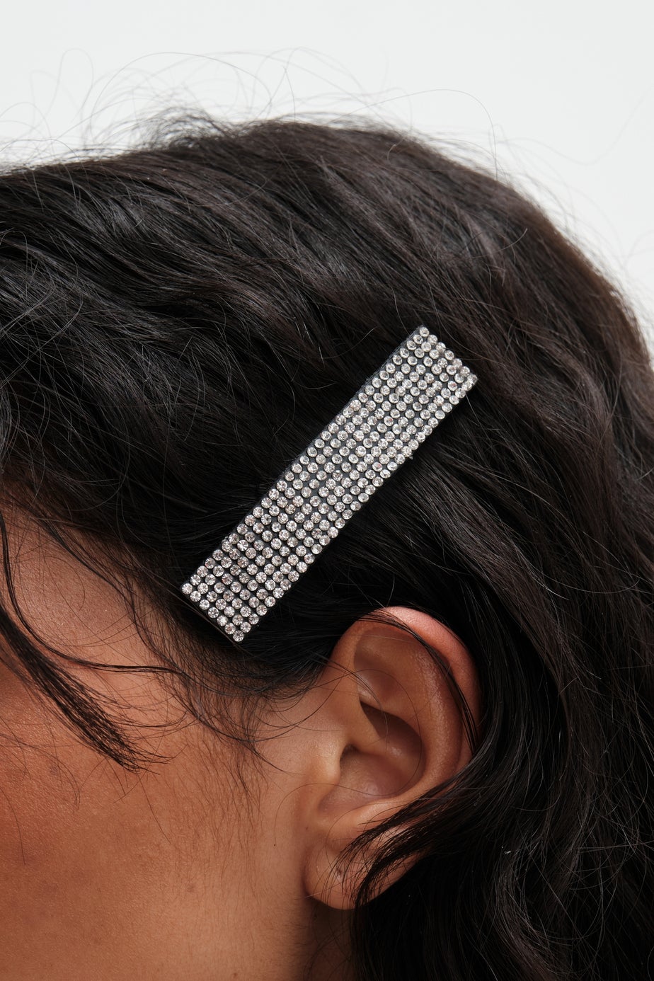 Mood Black Crystal Wide Diamante Hair Clip