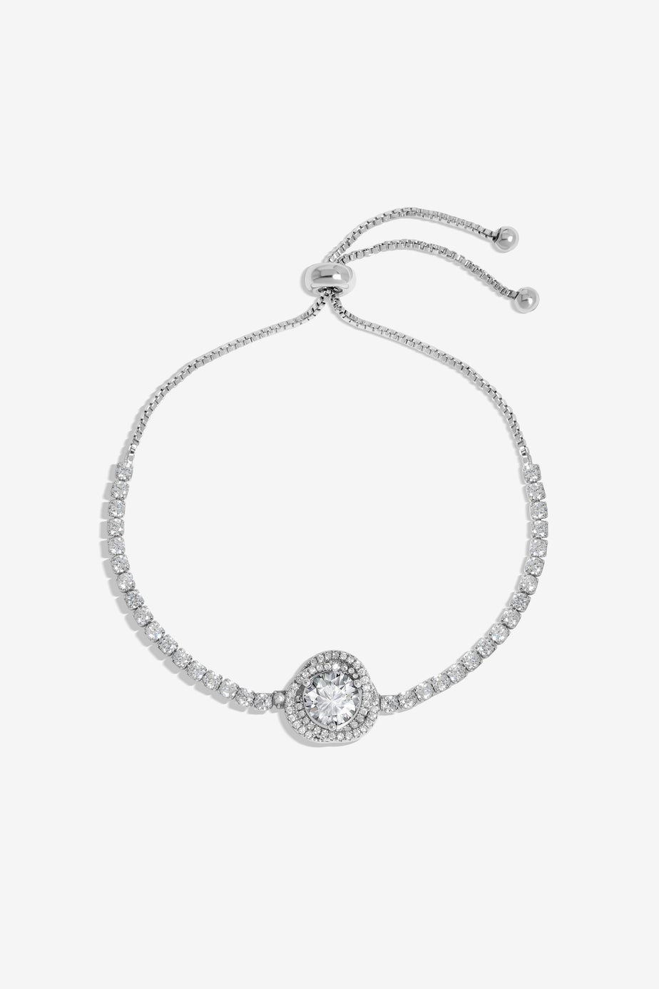 Jon Richard Rhodium Plated Crystal Halo Toggle Bracelet - Gift Boxed