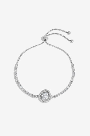 Jon Richard Rhodium Plated Crystal Halo Toggle Bracelet - Gift Boxed