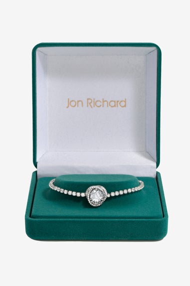 Jon Richard Rhodium Plated Crystal Halo Toggle Bracelet - Gift Boxed