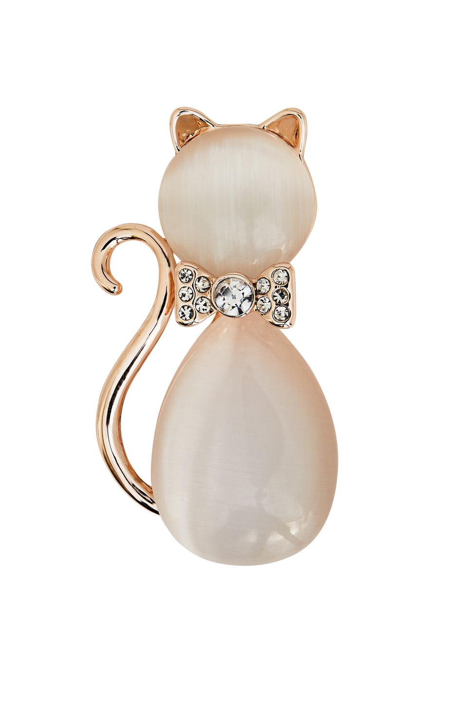 Jon Richard Rose Gold Pink Crystal Cat Brooch - Gift Boxed