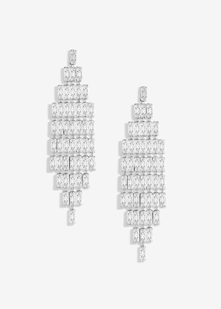 Jon Richard Silver Plated Crystal Statement Drop Earring