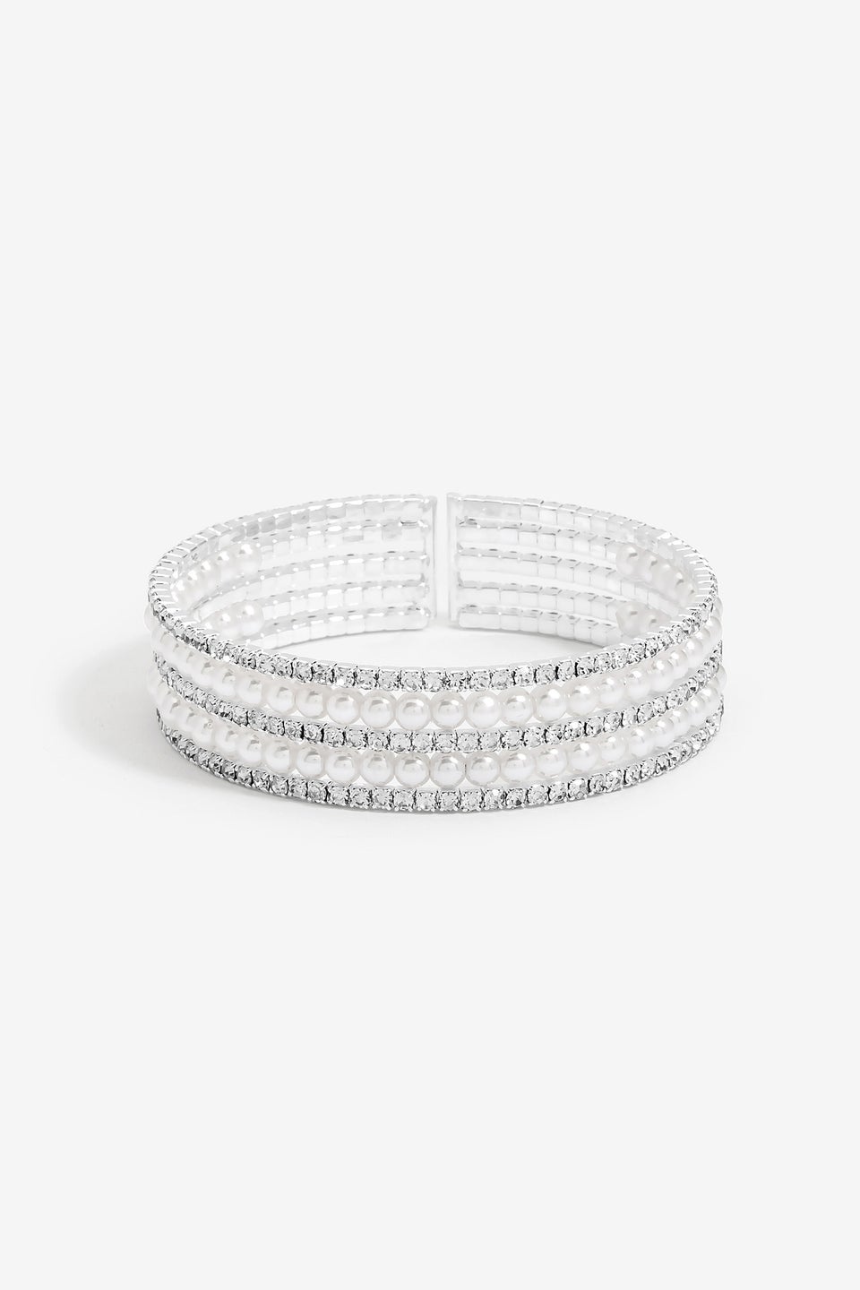 Jon Richard Silver Plated Crystal And Pearl Cuff Bracelet