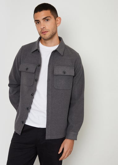 Threadbare Charcoal Faux Wool Button Up Shacket