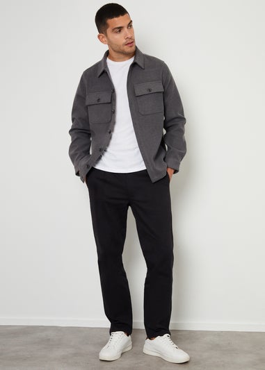 Threadbare Charcoal Faux Wool Button Up Shacket