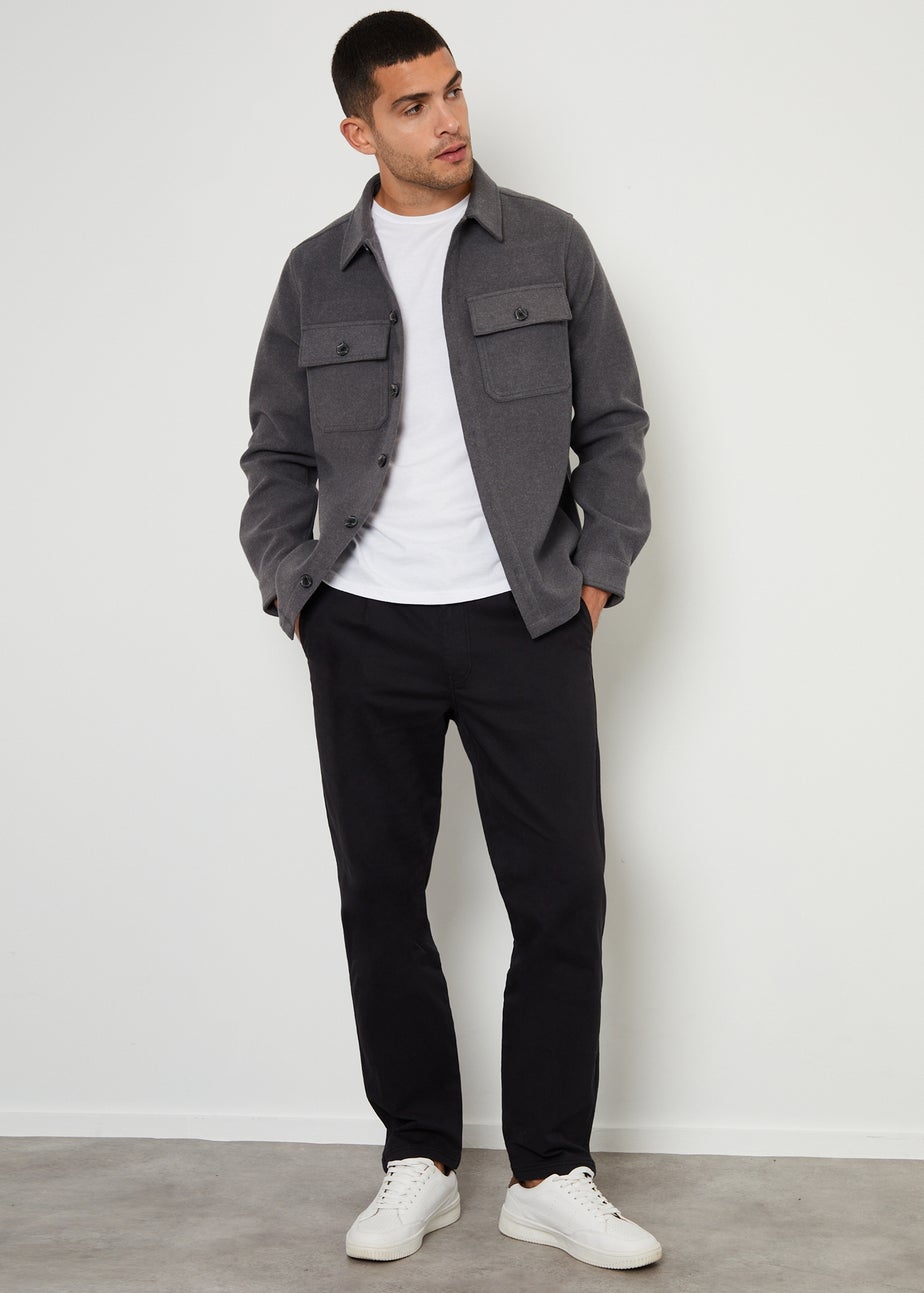 Threadbare Charcoal Faux Wool Button Up Shacket