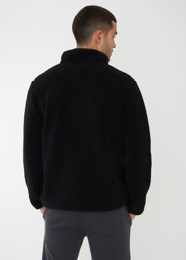 Threadbare Black Zip Through Funnel Neck Borg Fleece