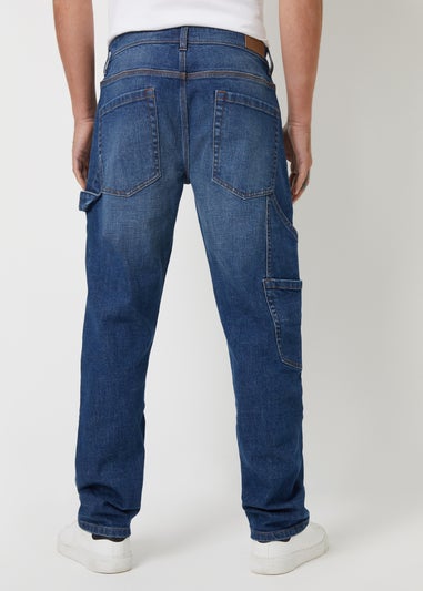 Threadbare Blue Stretch Straight Leg Carpenter Jeans With Stretch