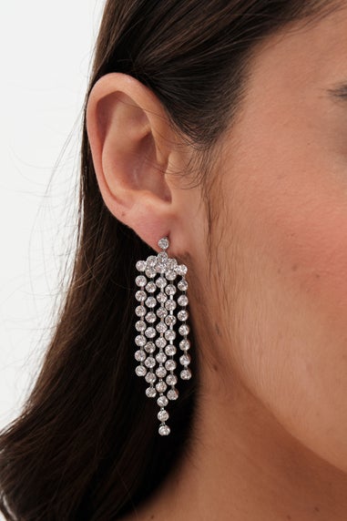 Jon Richard Silver Plated Crystal Waterfall Earrings