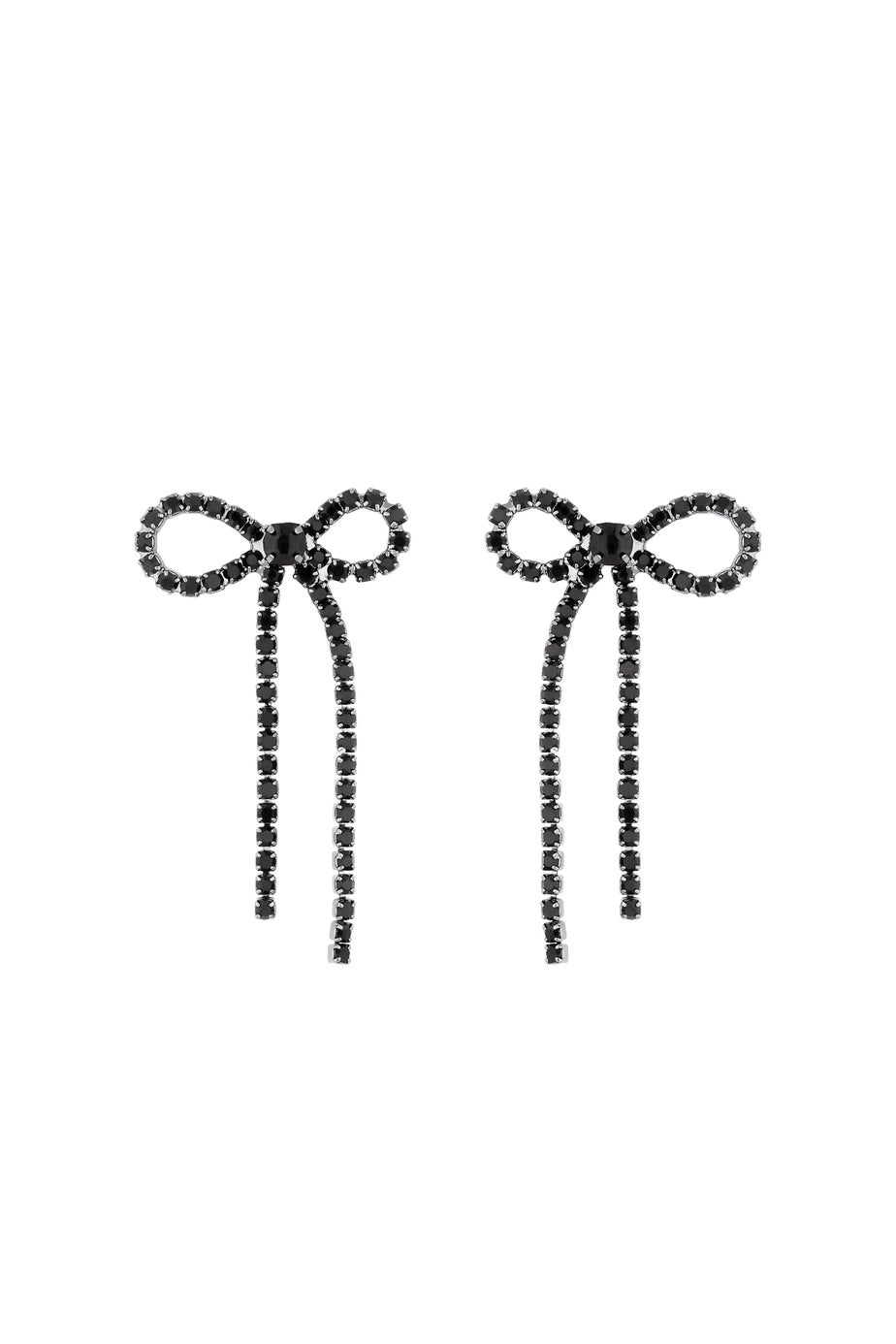 Jon Richard Hematite Plated Jet Bow Earrings