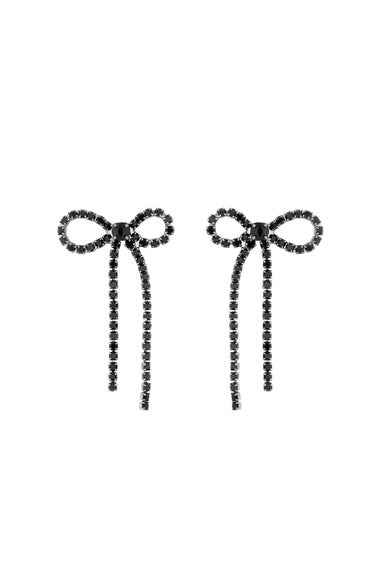 Jon Richard Hematite Plated Jet Bow Earrings