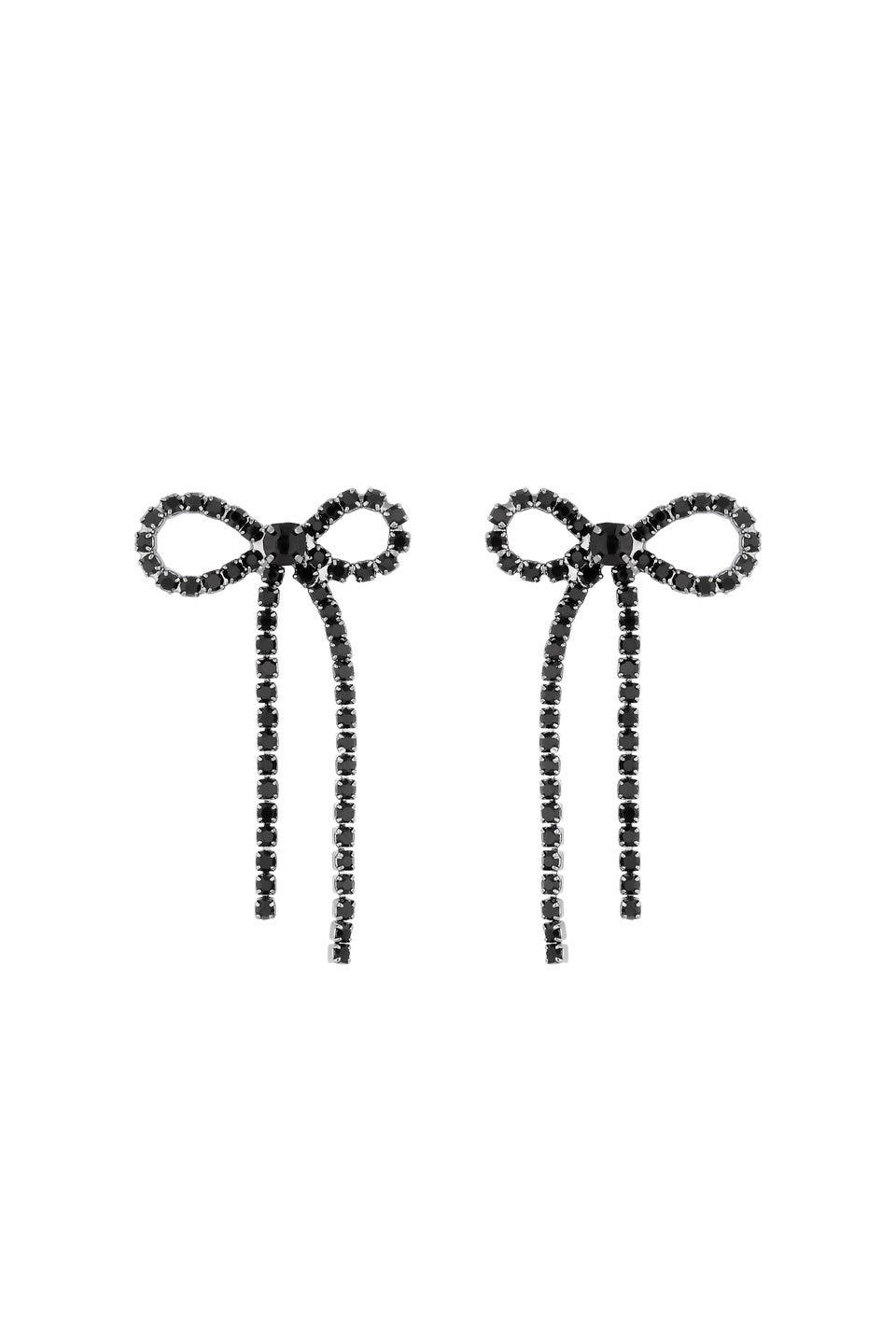 Jon Richard Hematite Plated Jet Bow Earrings