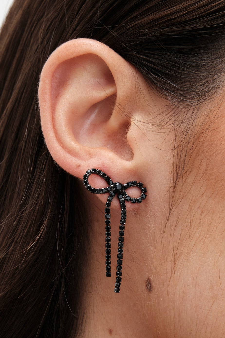 Jon Richard Hematite Plated Jet Bow Earrings