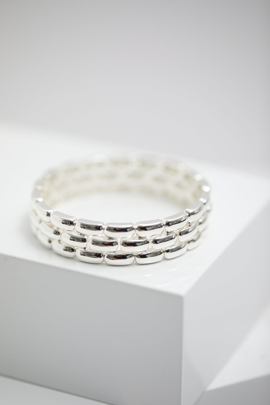 Jon Richard Silver Plated Polished Chain Stretch Bracelet